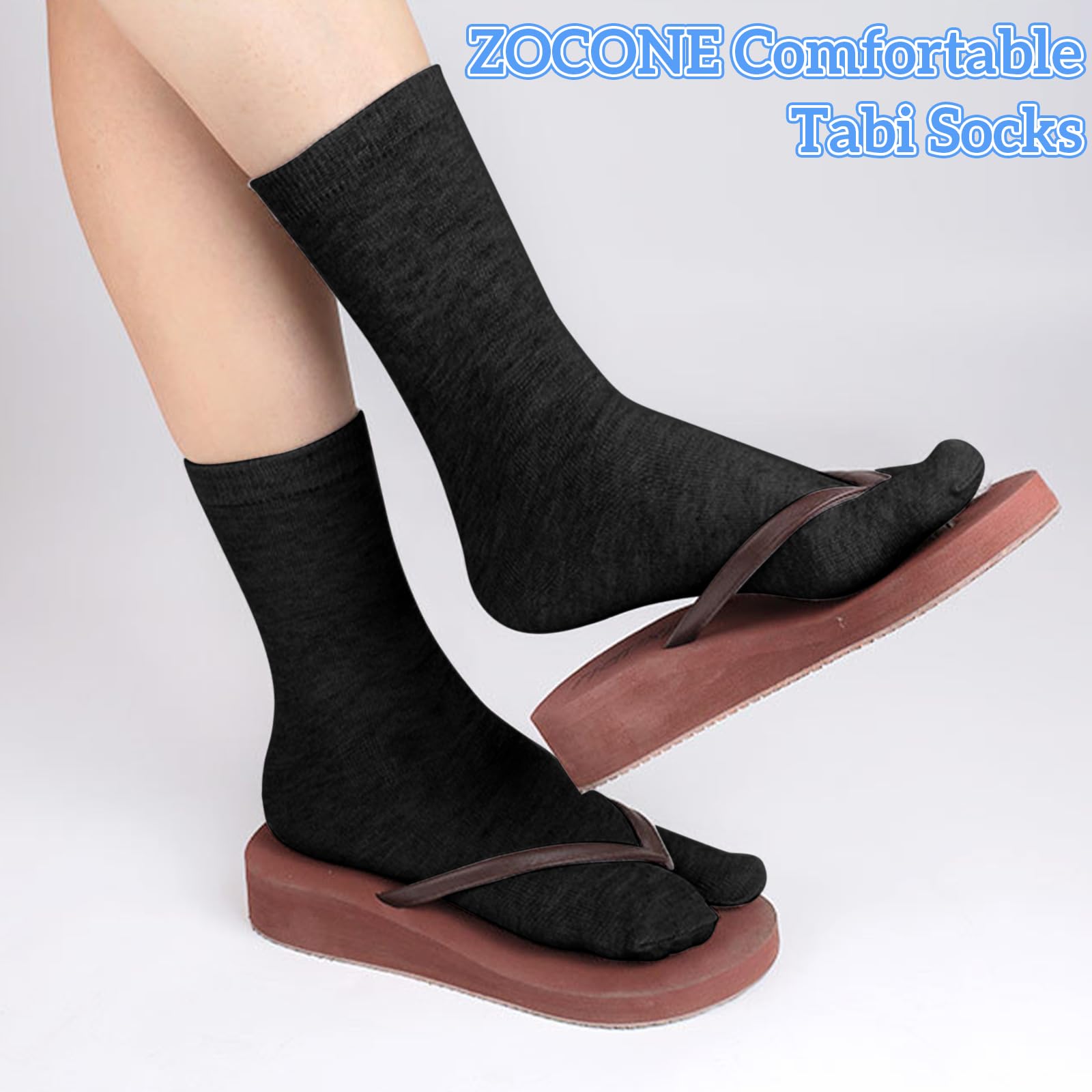 ZOCONE 7 Pairs Flip Flop Socks Black Split Toe Socks Cotton Two Toe Socks for Women Men, Novelty Flip Flop Tabi Socks for Sandal Flip-flops, Ankle Two-toed Tabi Socks for Separate Toes, UK 4-6