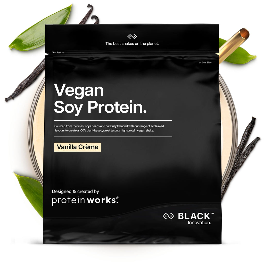 Protein Works | Vegan Soy Protein - Black, Vanilla Crème, 16 Servings, 500g