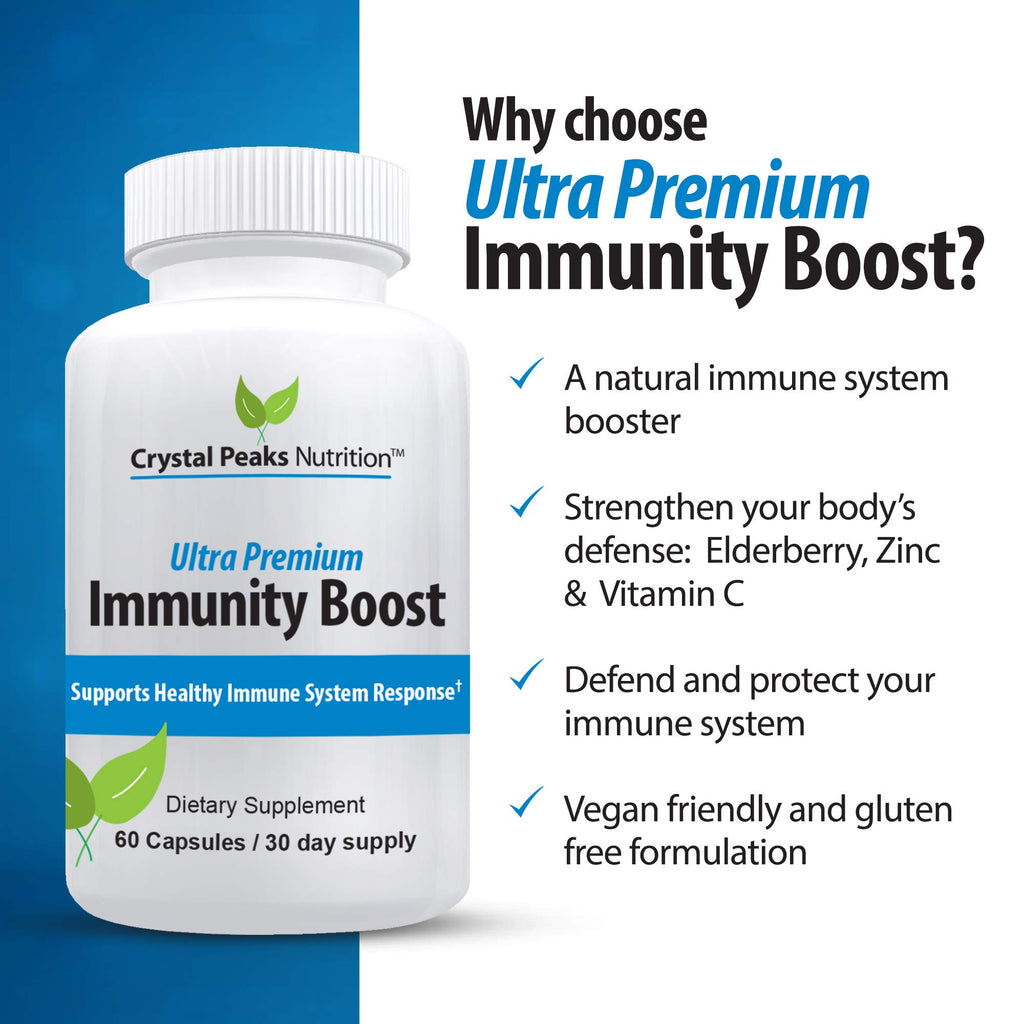 Immune Support Capsules with Elderberry, Vitamin C, Echinacea, Garlic, Zinc, Turmeric, and More for Adult Men and Women - Easy-to-Swallow Immune Support Vitamins - 60 Vegan Capsules (30 Day Supply)
