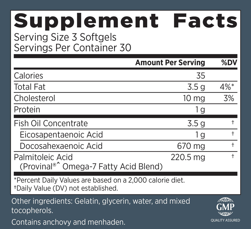 Primal Labs DuOmega 3&7 Fish Oil Supplement with Omega 3 and Omega 7, 90 Count Capsules