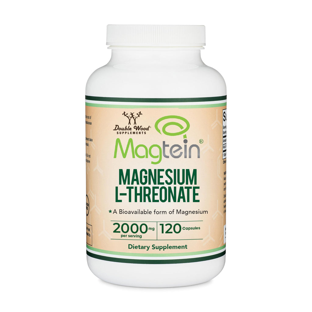 Magnesium L Threonate, Magtein - NSF Certified - Sleep and Cognitive Support – High Absorption – Most Bioavailable Form of Magnesium – 2,000 mg – 120 Capsules