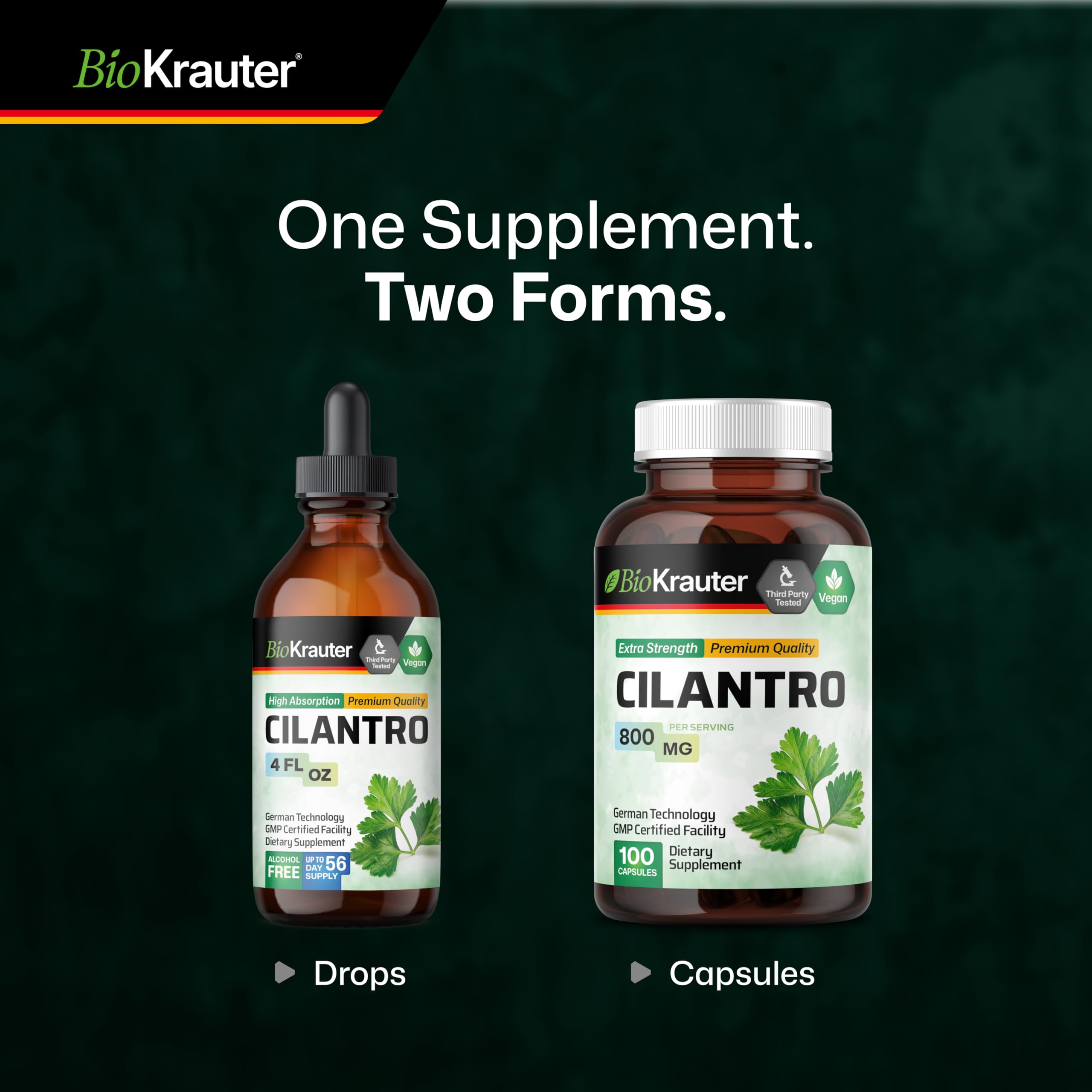 BIO KRAUTER® Cilantro for Detox Cleanse - Vegan Antioxidant Supplement, Natural Cilantro Tincture 650 mg per Serving - Liquid Coriander Leaf Supplement, Alcohol & Sugar Free, 4 Fl.Oz 56-Day Supply