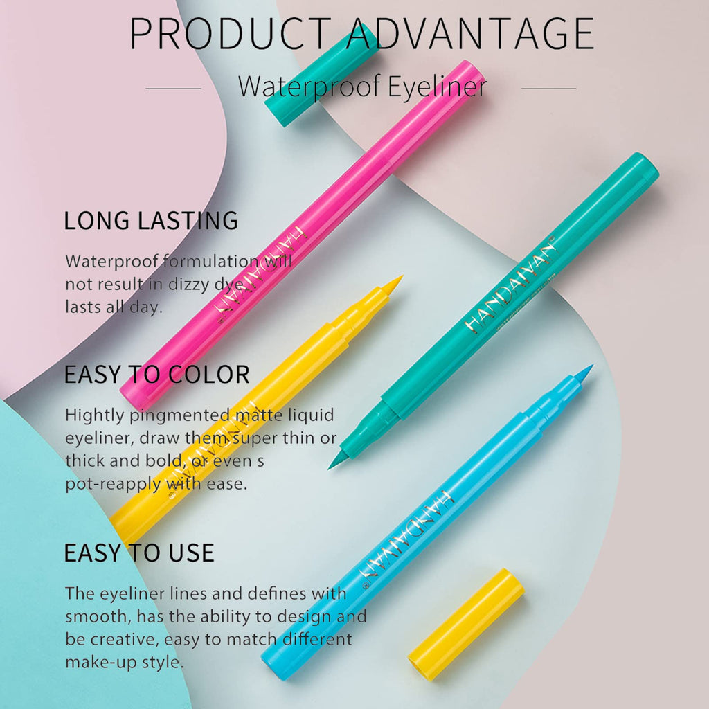 Coloured Eyeliner, Royal-Blue Eyeliner, Waterproof Liquid Eye Liner All Day Long-Lasting Eye Liners, Highly-Pigmented Colourful Liner for Eye Makeup, Black, White(Only Royal-Blue)