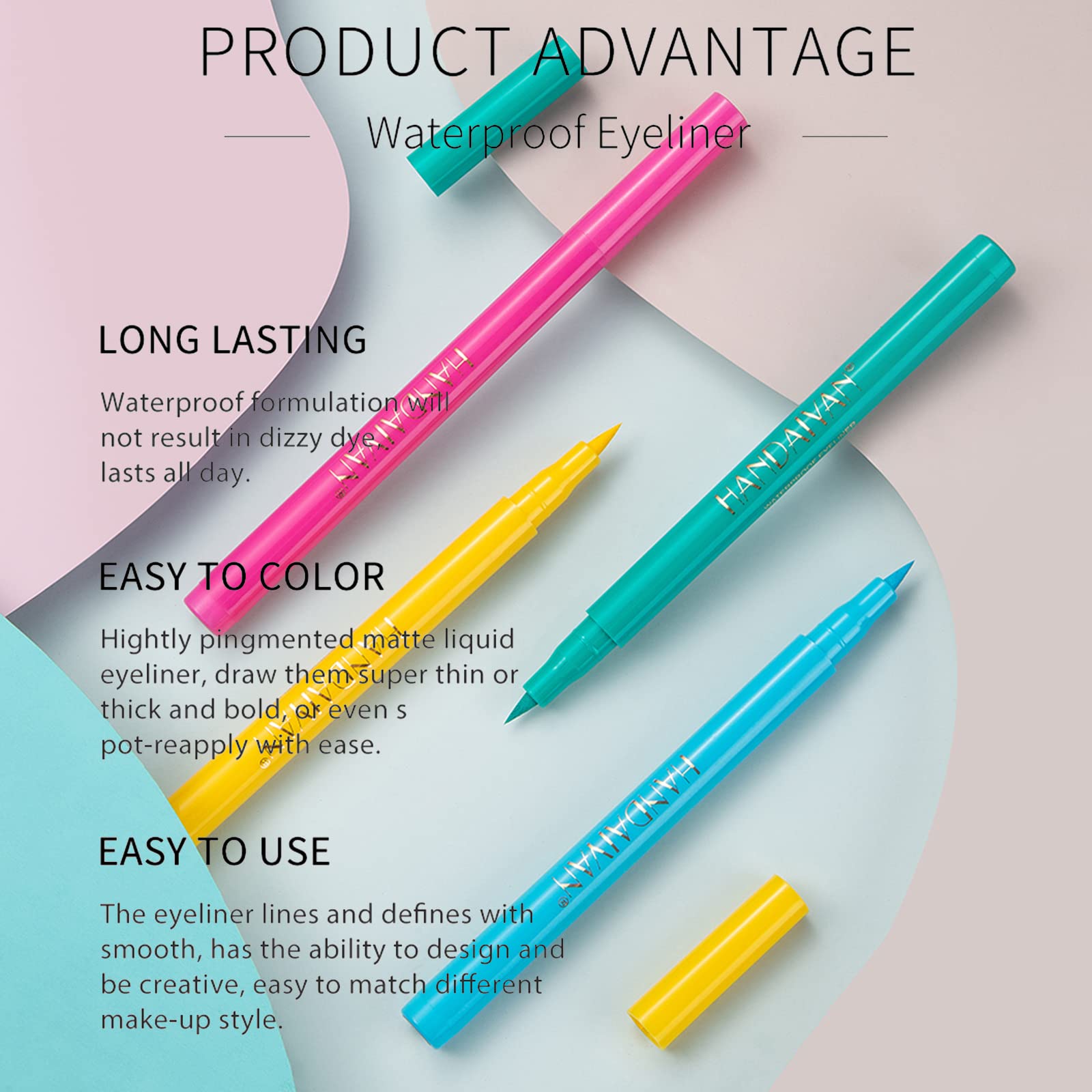 Coloured Eyeliner, Royal-Blue Eyeliner, Waterproof Liquid Eye Liner All Day Long-Lasting Eye Liners, Highly-Pigmented Colourful Liner for Eye Makeup, Black, White(Only Royal-Blue)