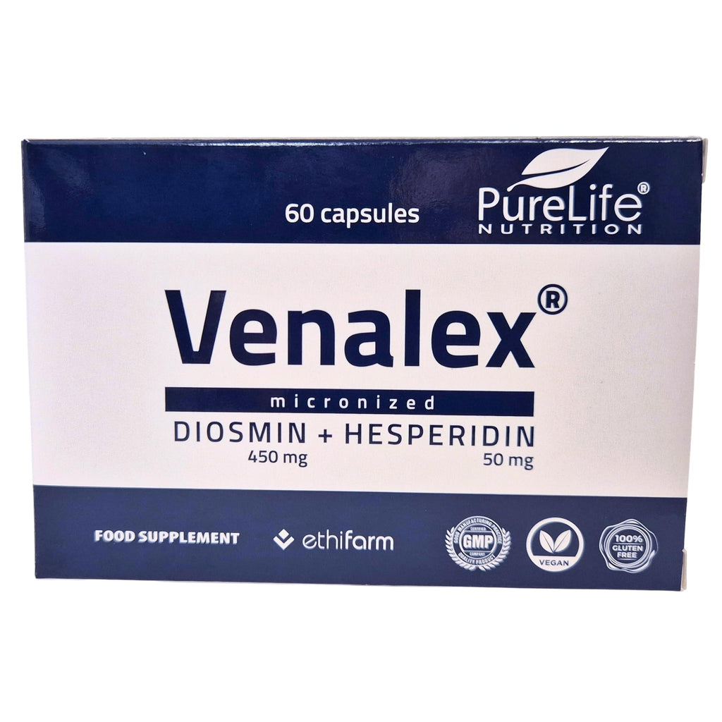 Venalex Circulation & Vein Support Supplement– MPFF Micronized Diosmin 450mg + Hesperidin 50mg (9:1) – Supports Blood Flow, Leg Comfort & Vascular Health – 60 Capsules – Vegan, Gluten Free
