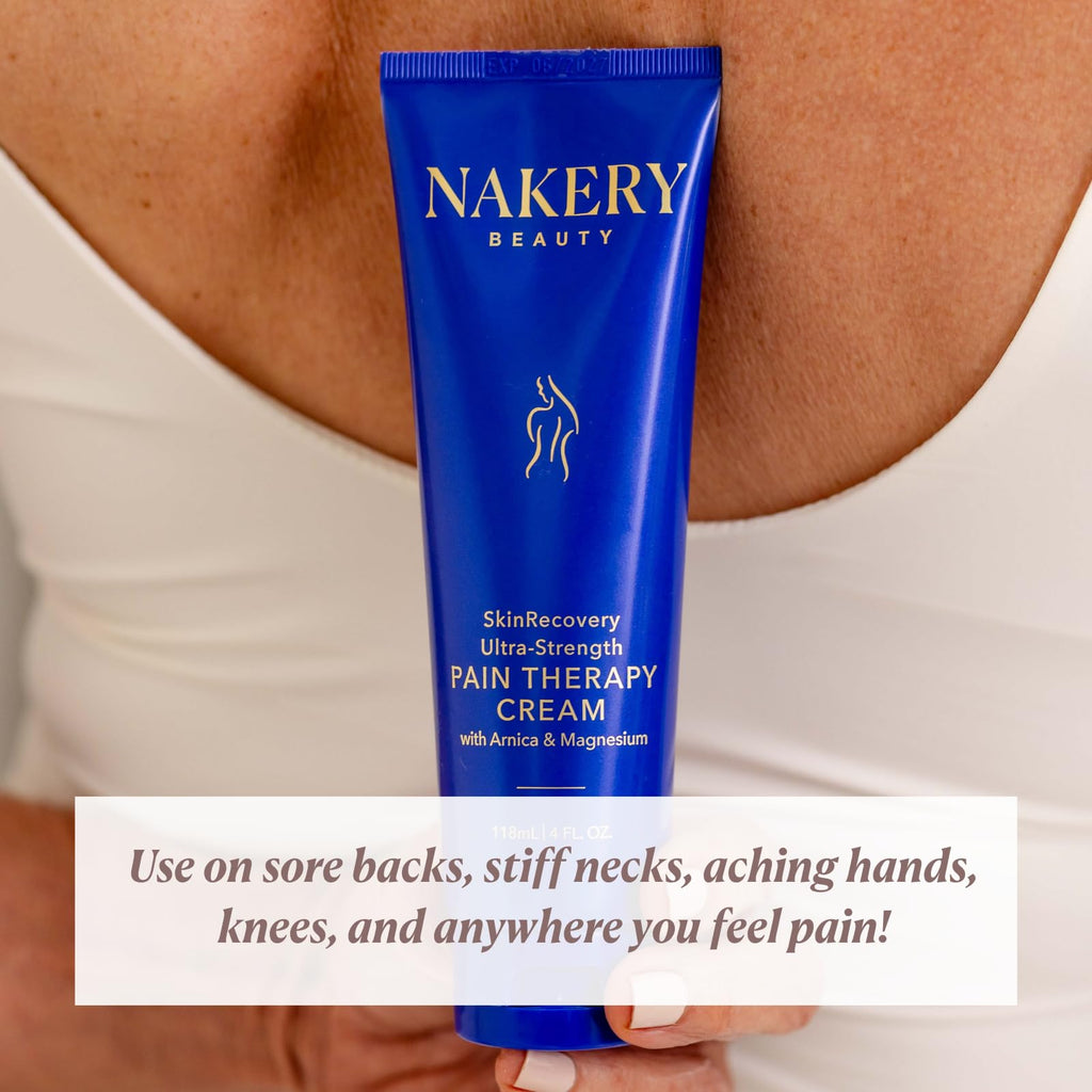 Nakery SkinRecovery Pain Therapy Cream, Ultra Strength Magnesium Cream for Leg Cramps, Muscle and Joint Pain Relief with Arnica Menthol, Fast Absorbing Massage Cream for Back Feet Nerve Pain