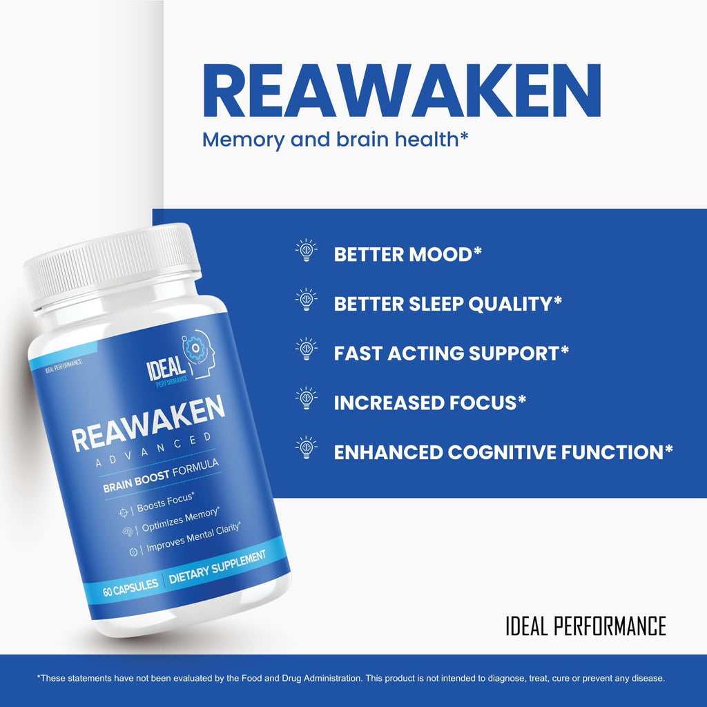 Reawaken Brain Boost Supplement for Memory Advanced Formula (60 Capsules)