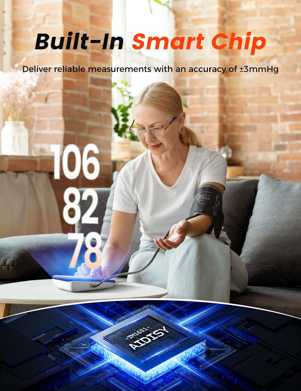 Blood Pressure Monitors, Electric Arm Blood Pressure Monitors with High-Resolution LED Display, CE Approved UK BP Monitor for Home Use, Cuff 22-42 CM, 2 x 199 Records, Dual Power Supply