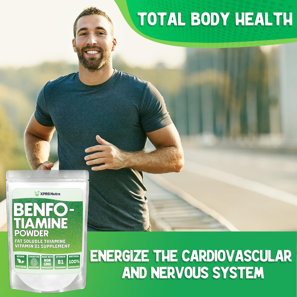 XPRS Nutra Benfotiamine Powder (Thiamine) - Fat Soluble Happy Heart Thiamine Supplement - Advanced Vitamin B1 Benfotiamine for a Cognitive Boost - Vegan Friendly Benfotamine Powder (4 Ounce)