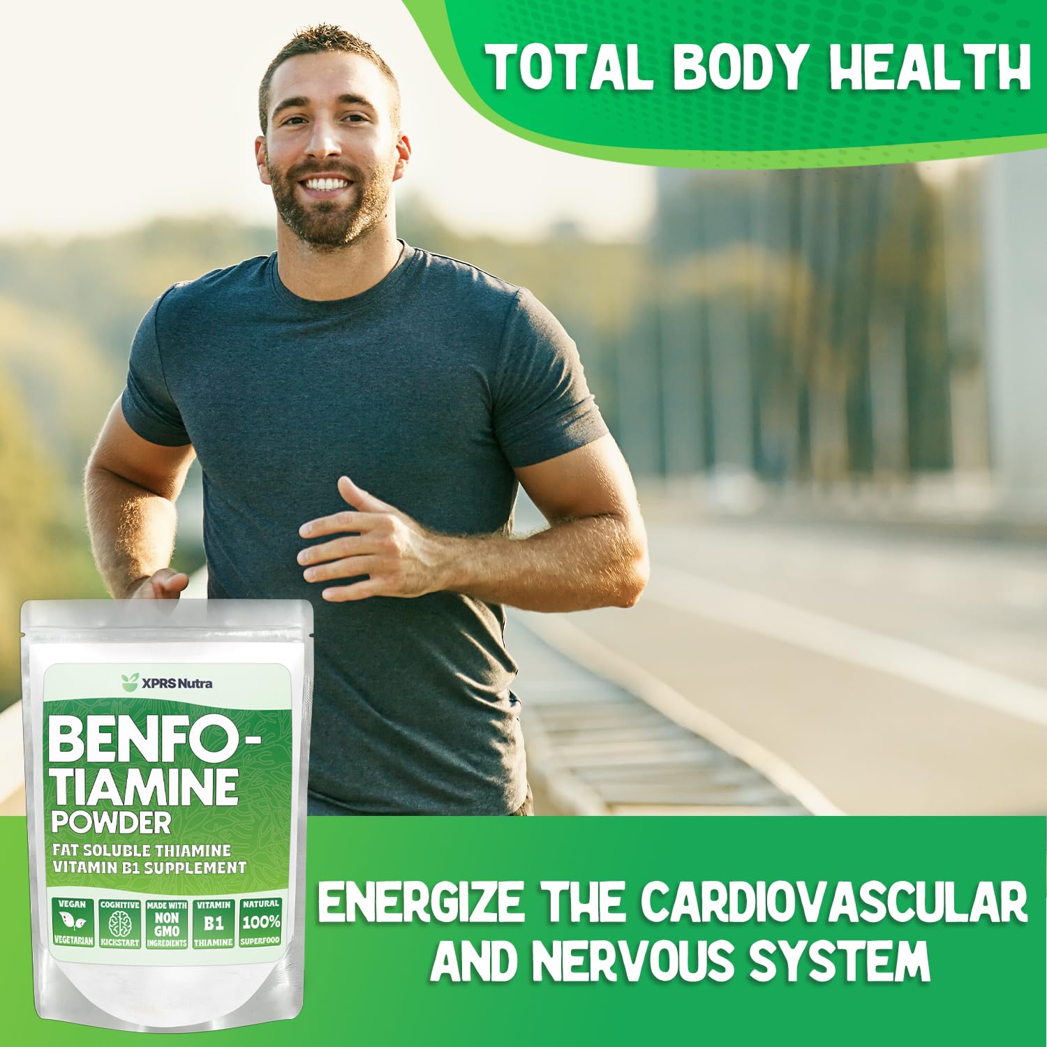 XPRS Nutra Benfotiamine Powder (Thiamine) - Fat Soluble Happy Heart Thiamine Supplement - Advanced Vitamin B1 Benfotiamine for a Cognitive Boost - Vegan Friendly Benfotamine Powder (4 Ounce)