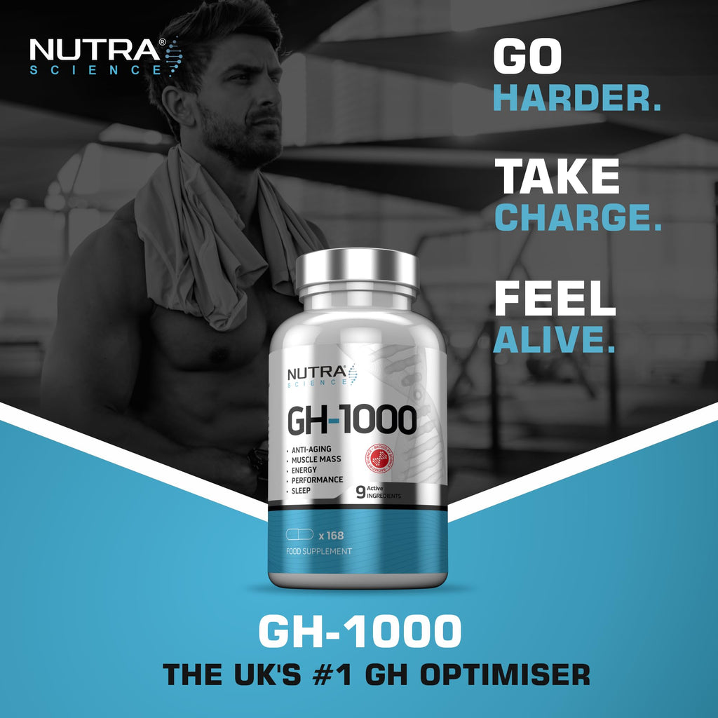 GH-1000 for Men Hormone Suport | Anti-Aging, Muscle Growth, Energy, Sleep | 168 Vegan Capsules Muscle Growth Supplements