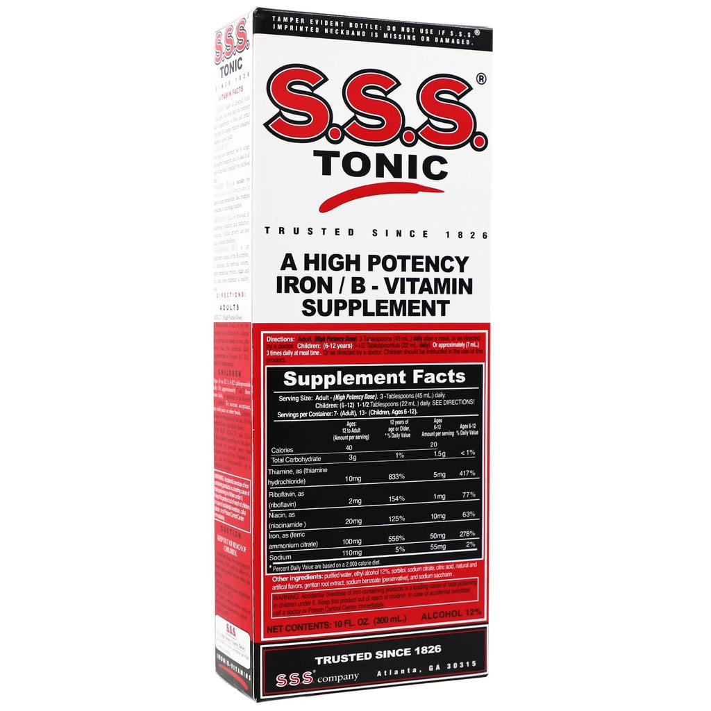 S.S.S. Tonic, Iron and Vitamin B Supplement, High Potency Vitamins, Bottle, 10 Fl Oz - 3 Pack