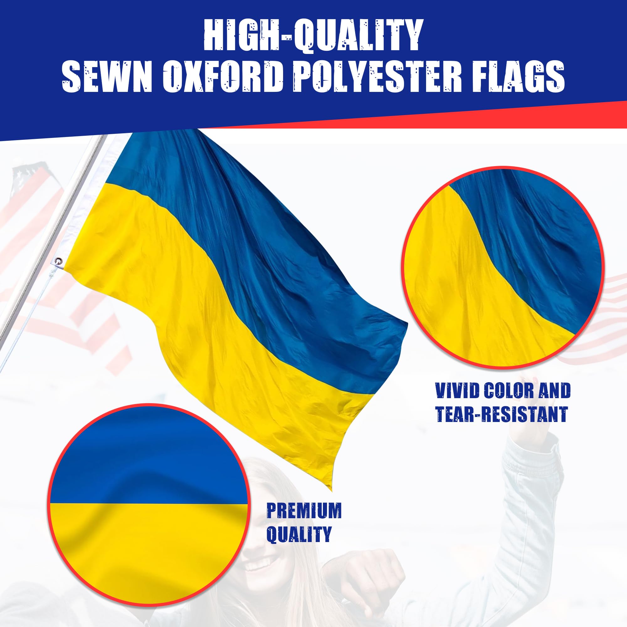 Ukraine Flag 4ft x 6ft Sewn Oxford Polyester