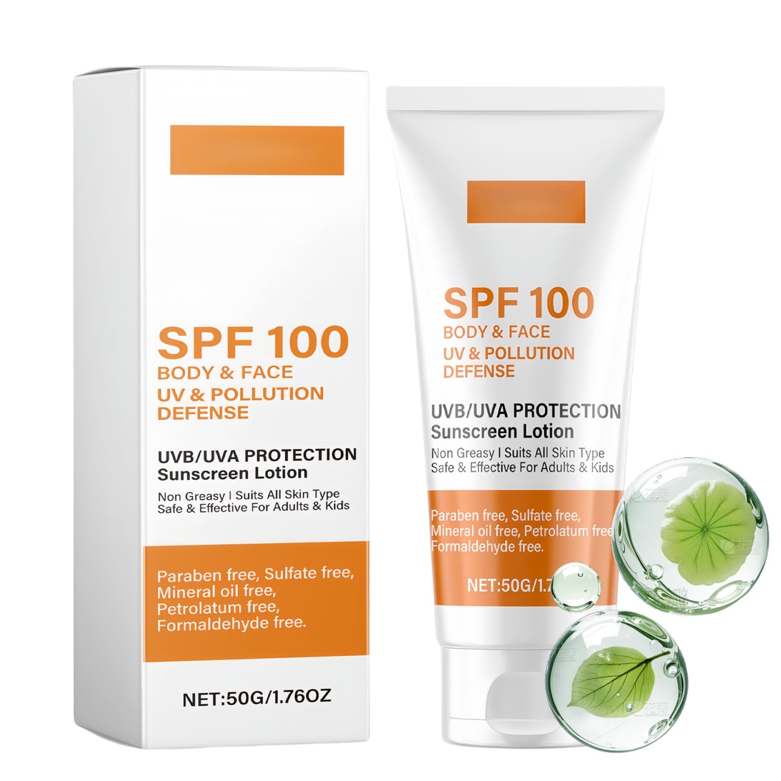 Sunscreen SPF 100, Waterproof Moisturiser with SPF 100,UVB/UVA Protection Sun Cream,Waterproof Sunscreen,Sun Cream for Face Women,Non-Greasy SPF100 Sun/screen Lotion for Daily Use,Hydrating Sun/screen