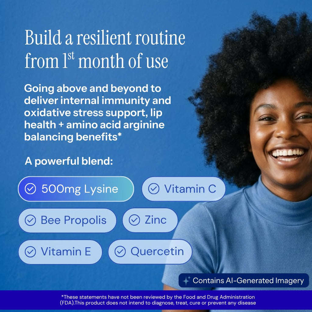 Herstat L-Lysine & Propolis | Advanced Lip Health & Immune Support | High Strength Formula with Quercetin, Vitamin C, Vitamin E & Zinc