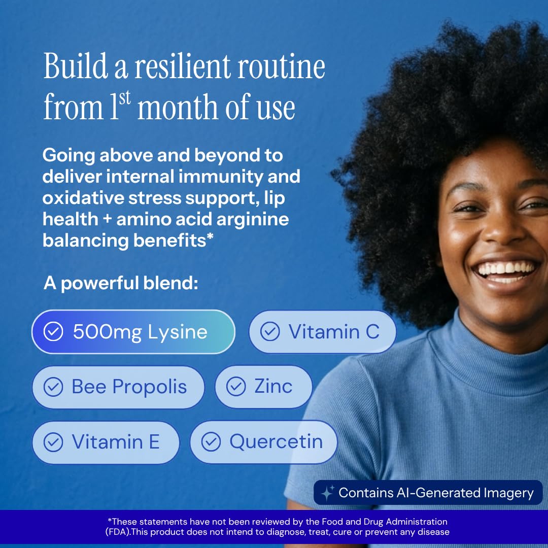 Herstat L-Lysine & Propolis | Advanced Lip Health & Immune Support | High Strength Formula with Quercetin, Vitamin C, Vitamin E & Zinc