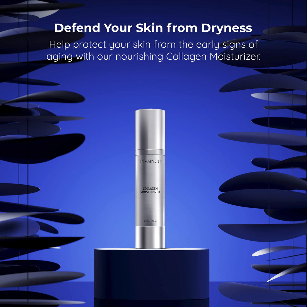 Invaincu Collagen Moisturizer for Face - Day & Night Moisturizer for Aging Skin with Prebiotics & Probiotics, Jojoba Oil, & Shea Butter for Oily, Sensitive, & Dry Skin