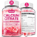 Calcium Citrate Gummies 1200 mg for Adults: Ultimate Absorption Calcium Supplement for Women & Men - Easy to Digest, Vegan, Non-GMO, Gluten Free - Natural Strawberry Flavor