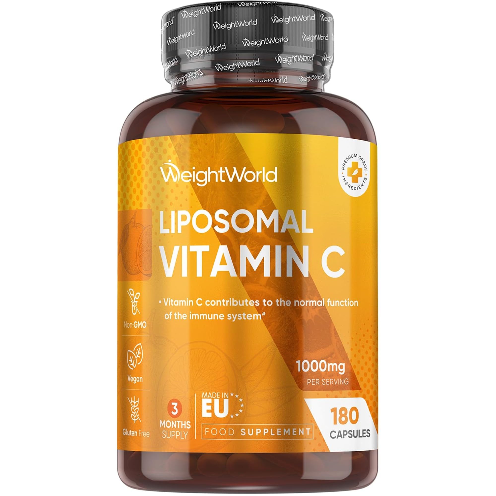 Premium Liposomales Vitamin C - 180 vegane Kapseln mit 1000mg reinem Vitamin am Tag - Laborgeprüft in Deutschland - 100% Natürliche Liposomal Vitamine für Jung & Alt - Mit Hagebutte