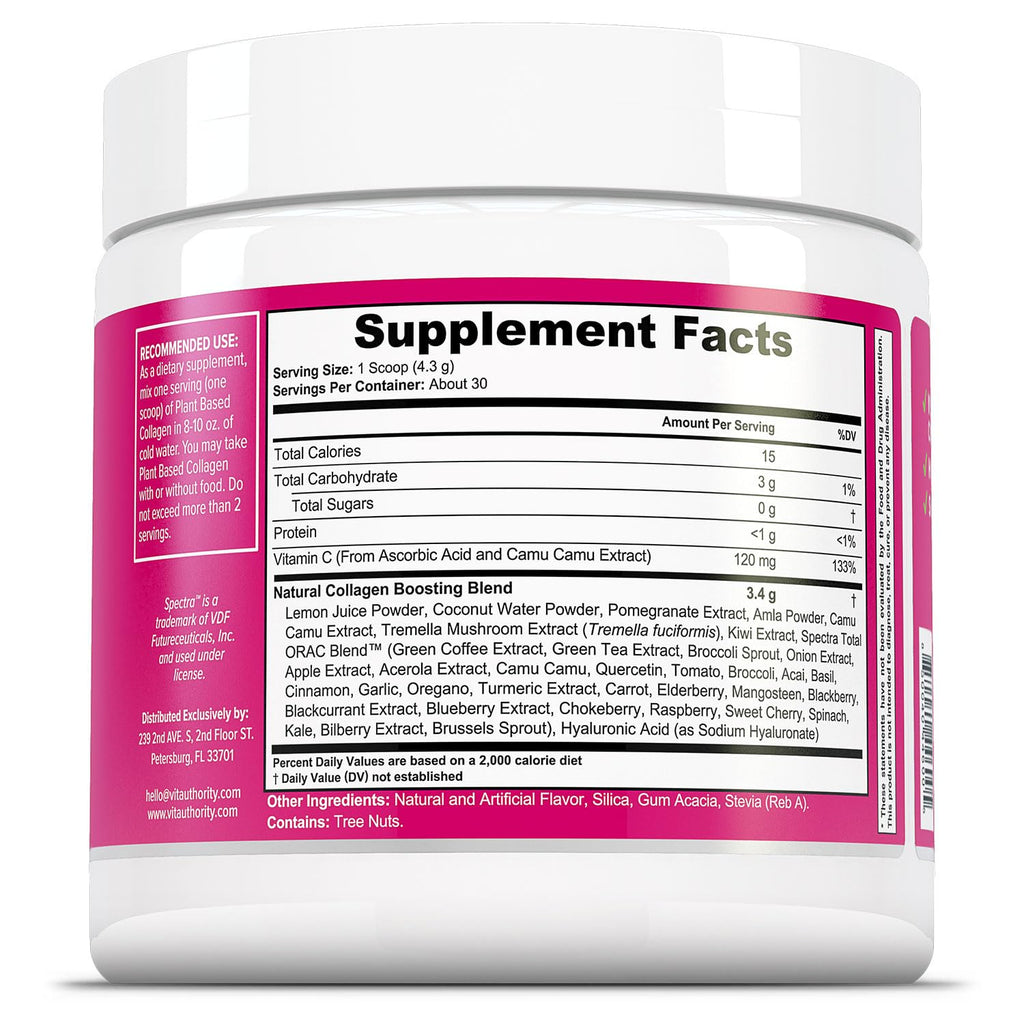 Vitauthority Vegan Collagen Powder for Women - Plant Based Collagen Supplement for Women with Proprietary Vegan Hair Skin and Nails Vitamins - Vegetarian Collagen Powder with Hyaluronic Acid