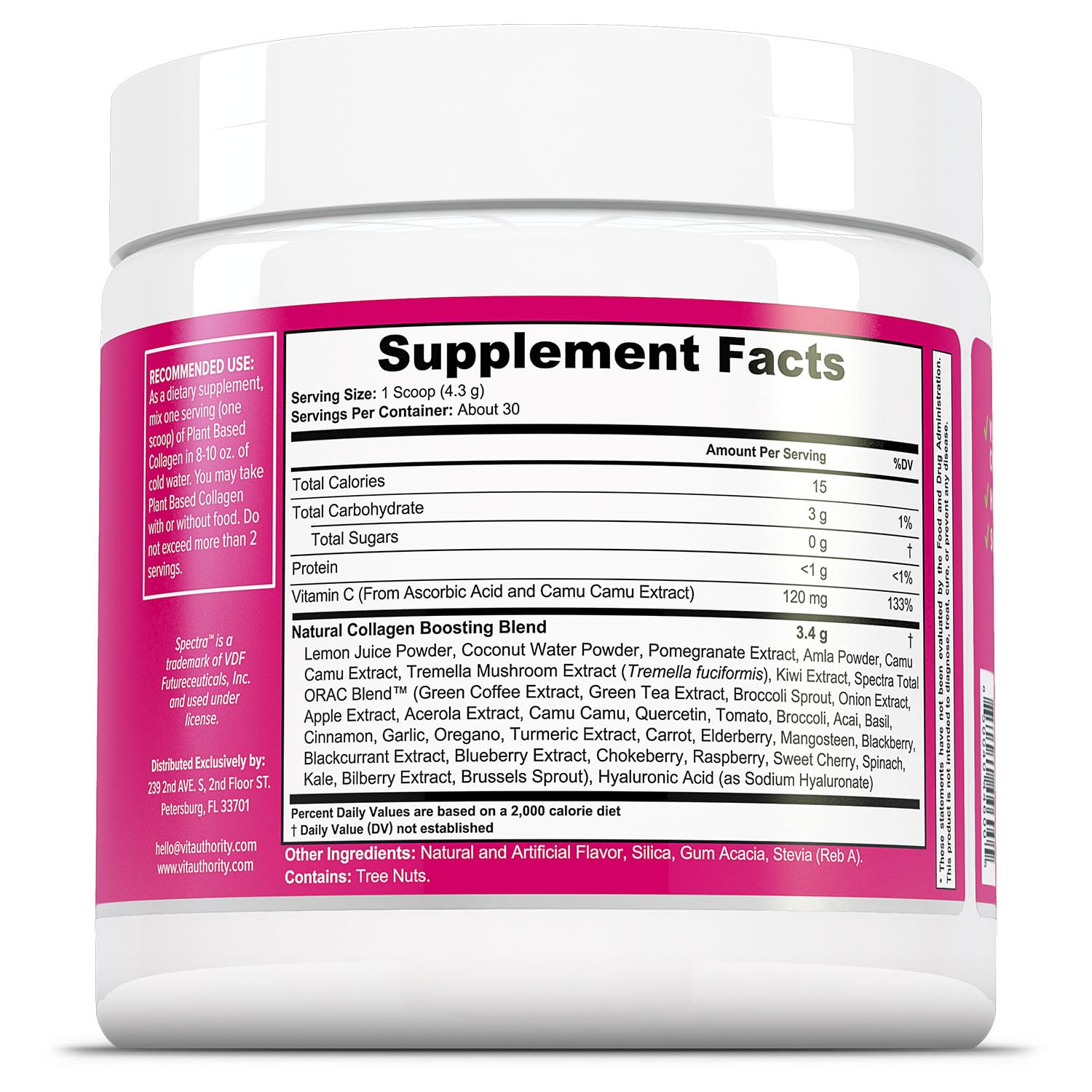 Vitauthority Vegan Collagen Powder for Women - Plant Based Collagen Supplement for Women with Proprietary Vegan Hair Skin and Nails Vitamins - Vegetarian Collagen Powder with Hyaluronic Acid
