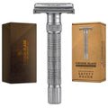 VIKINGS BLADE Adjustable Double Edge Safety Razor + Luxury Case. Smooth, Reusable, Eco-Friendly (The Emperor “Frosted Chrome”)
