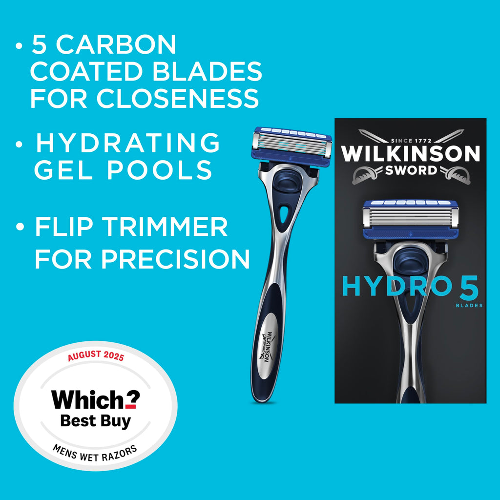 Wilkinson Hydro 5 Skin Protection Razor, 13 Blade Refills, Enriched Lubricating Band with Pro Vitamin B5, Multicolor (1 Count, Box)