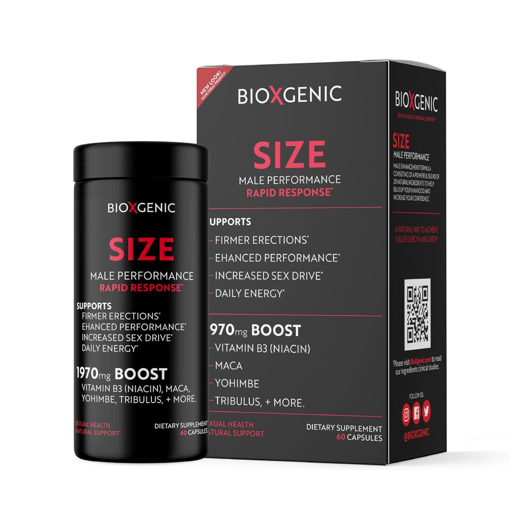BioXgenic Size Male Performance Formula & Pre-Workout - 60 Capsules