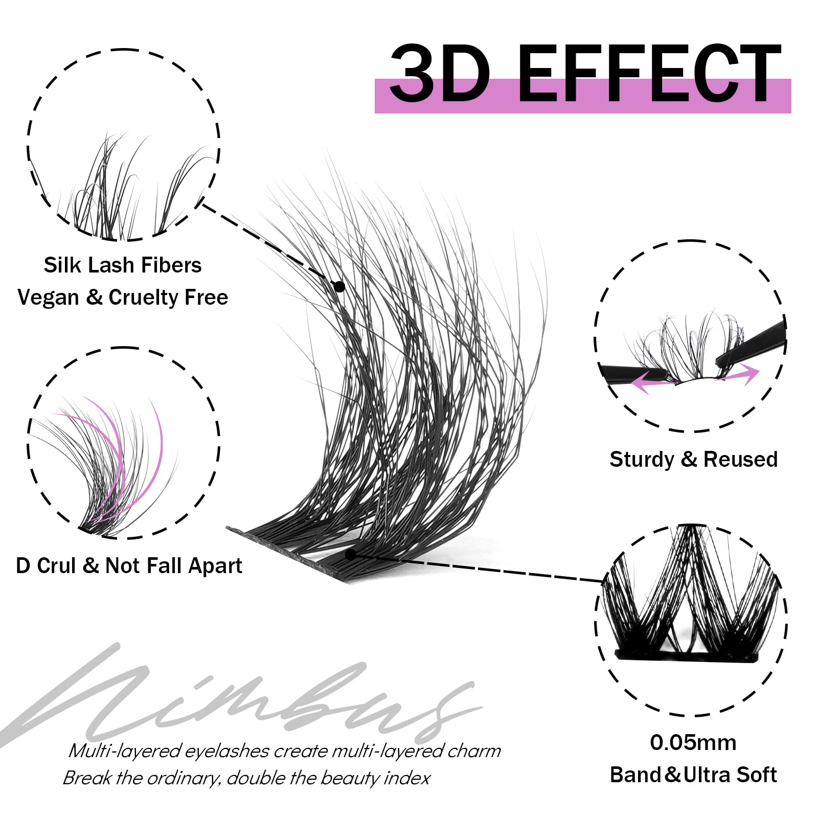 MayHug 3D Wispy Cluster Lashes Kit - Waterproof Lash Clusters 8-18MM C Curl Lashes - 144Pcs Individual Eyelashes Kit with Remover, Bond and Seal (Prism, 4 In 1)