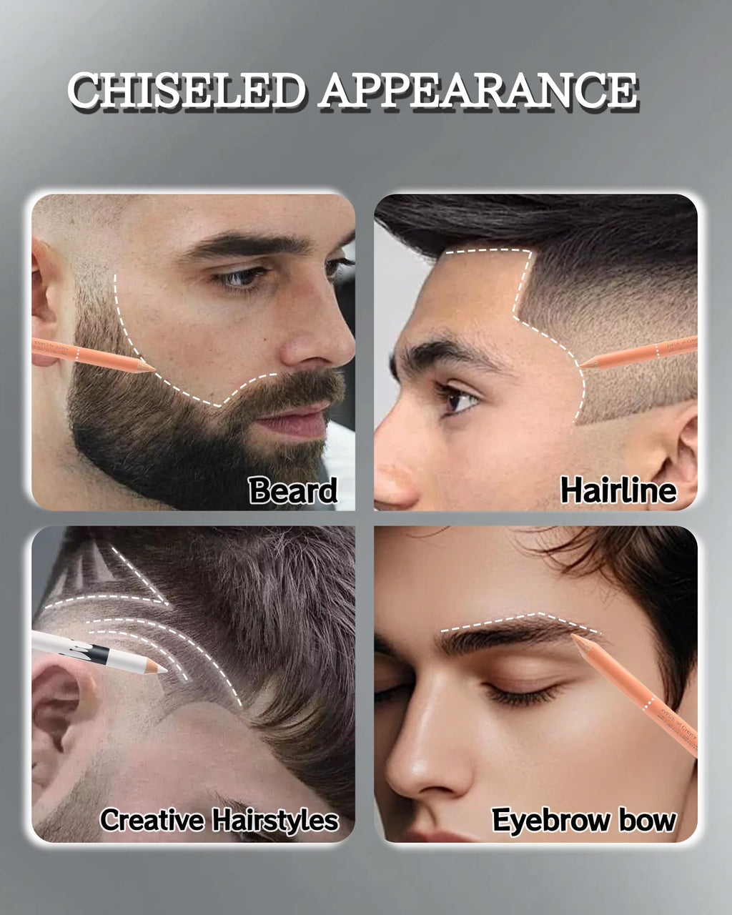 12 Pcs Barber Pencil for Lineup, White Magic Smudge-Proof Beard Pen Hairline Pencils Barber Chalk Set with Sharpener, Edge Hair Design Hairline Outliner Pencil & Beard Shaping Guide Pen for Men Makeup