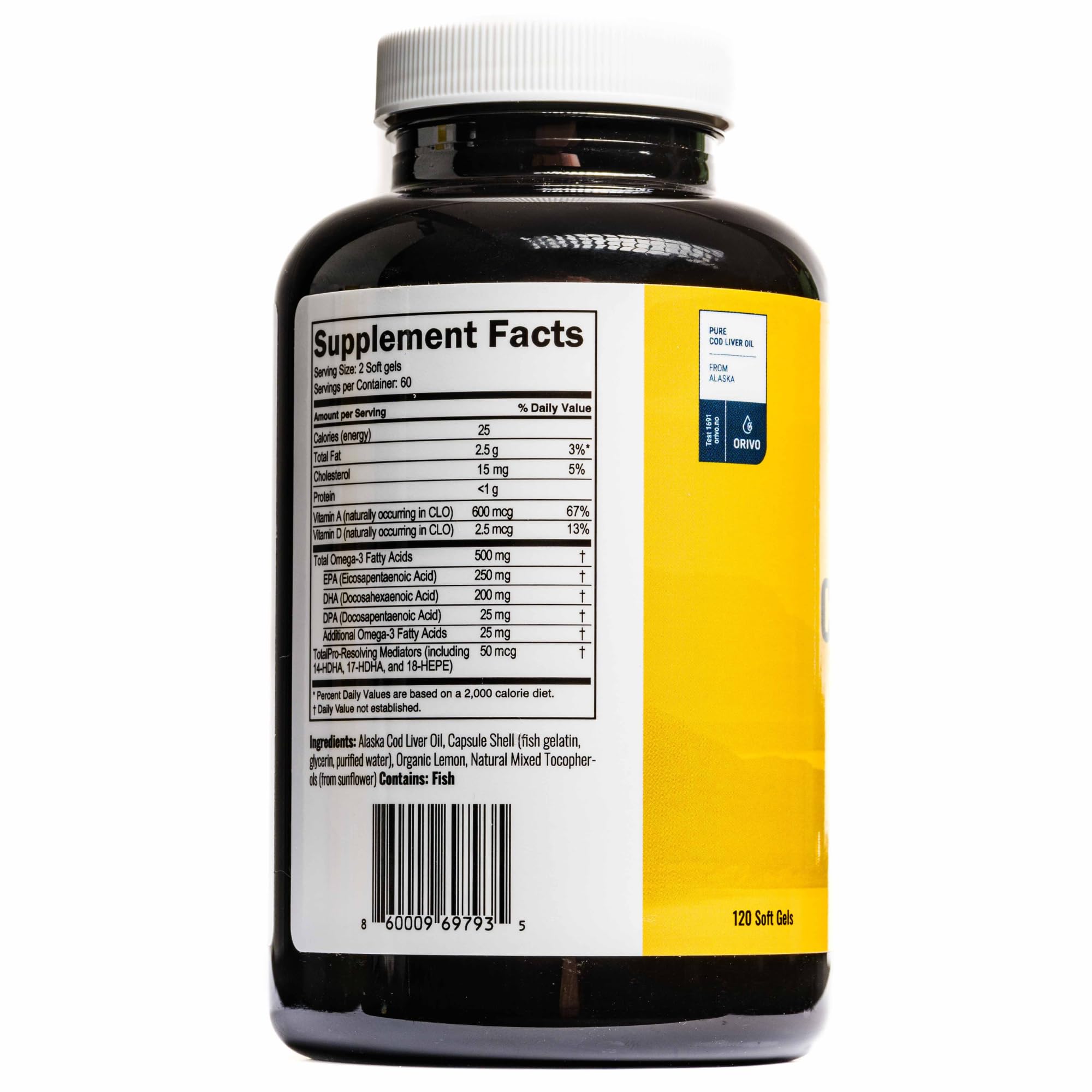 On Target Living Alaskan Cod Liver Oil 120 Soft Gels | Line Caught in The USA | Naturally Occurring Vitamin D | Rich in Omega 3 DHA/EPA