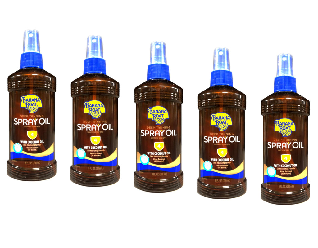 Banana Boat Deep Tanning Spray with Coconut Oil SPF 4, 8 Ounces each (Value Pack of 5)