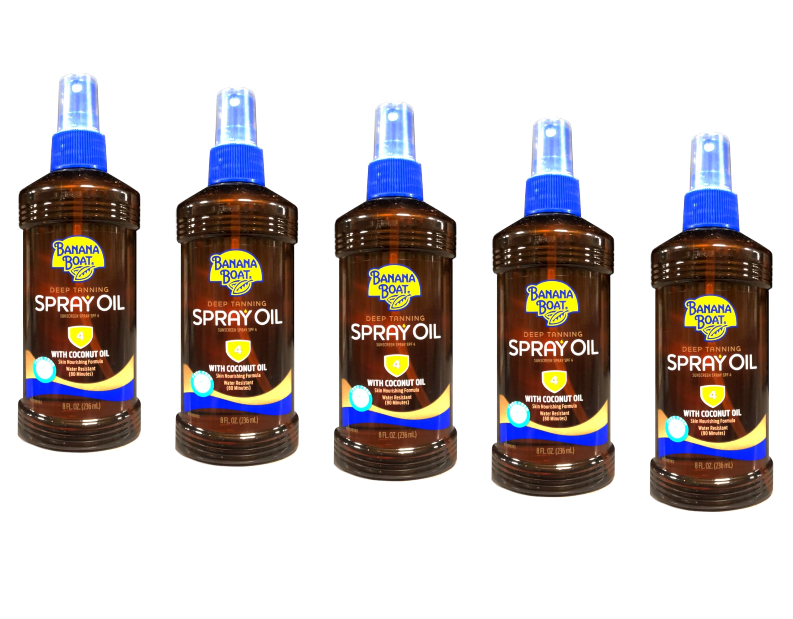 Banana Boat Deep Tanning Spray with Coconut Oil SPF 4, 8 Ounces each (Value Pack of 5)