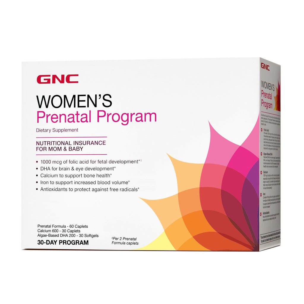 GNC Women's Prenatal Program, Daily Supplement System, Supports Healthy Development for Your Baby with Zinc & Iron for Fetal Needs, Targeted Prenatal and Pregnancy Essentials, 30 Packs