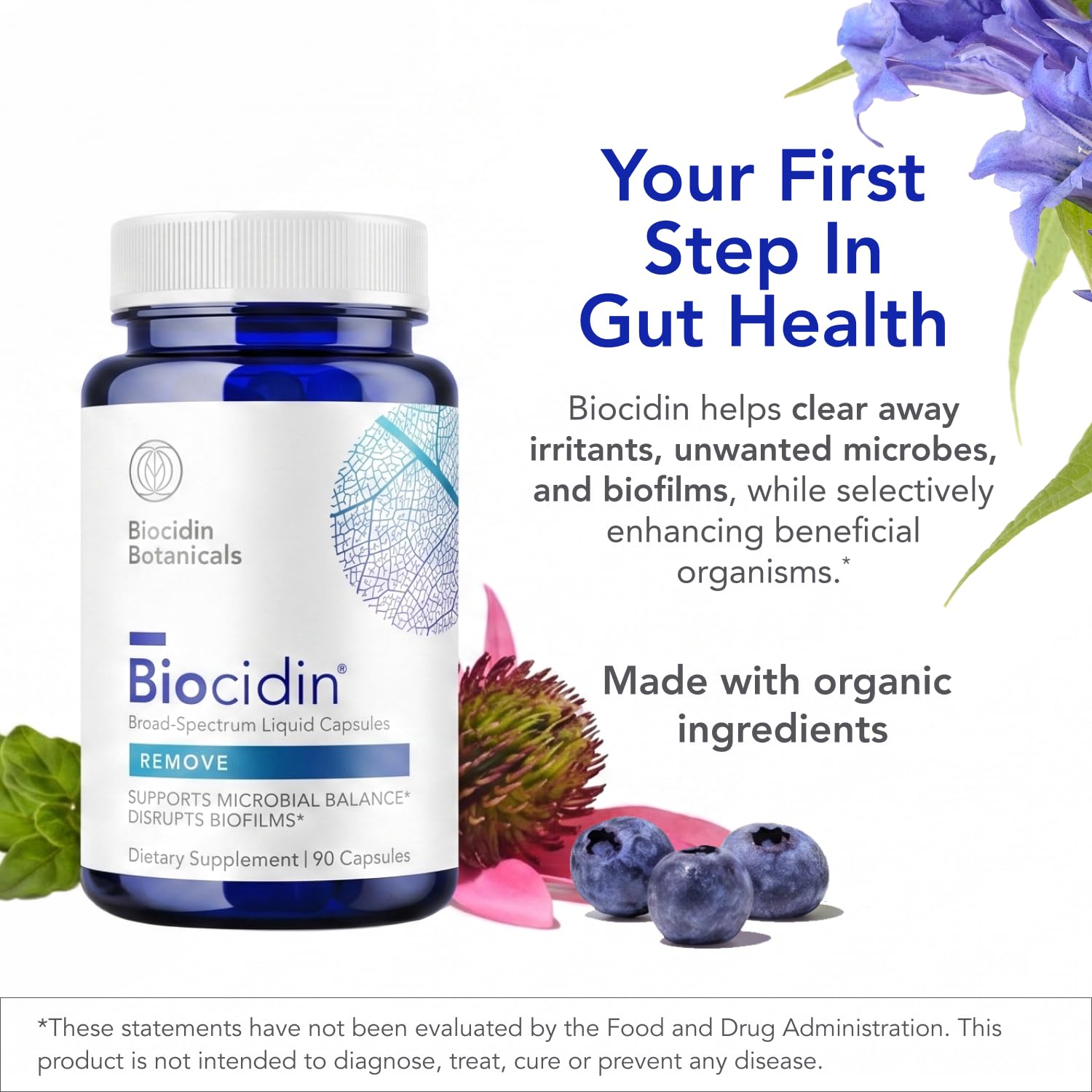 Biocidin Capsules - Biofilm Disruptor & Gut Cleanse Detox - Microbial Balance, Biofilm Defense & Immune Support - Professional-Grade 18-Botanical Herbal Supplement for Women & Men (90 Capsules)