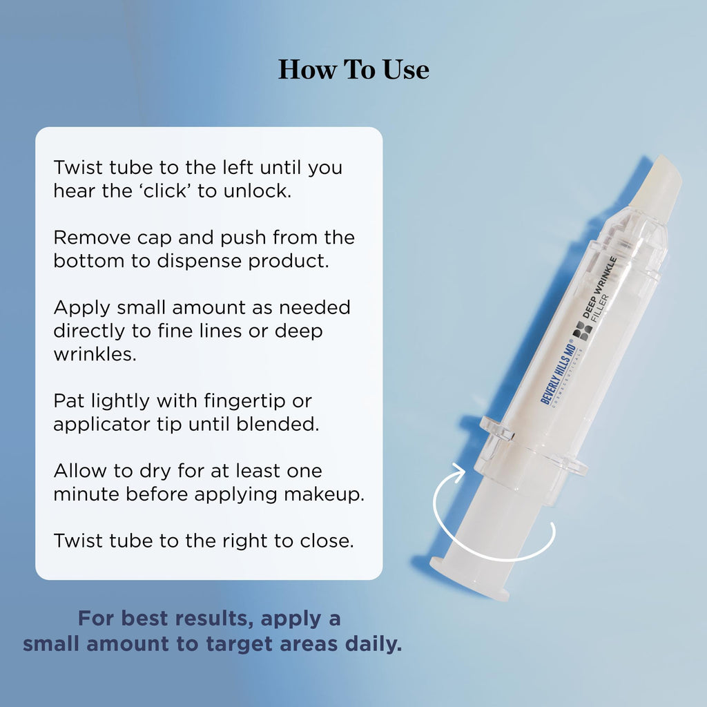 Beverly Hills MD Deep Wrinkle Filler- Decrease Appearance of Deep Wrinkles on Contact, Anti-Aging Serum for Smooth, Lifted Complexion- Helps Correct Fine Lines & Creases w/Diamond Dust & Polymers