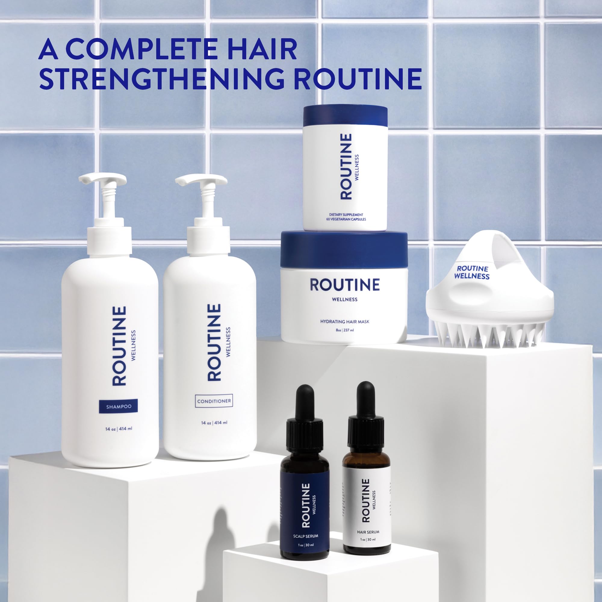 Routine Wellness Anti-Thinning Shampoo and Conditioner Set for Thinning Hair - Biotin DHT Blocker Women & Men - Color Safe Shampoo for Hair Loss & Healthier Hair - Coconut & Vanilla (Pack of 2)