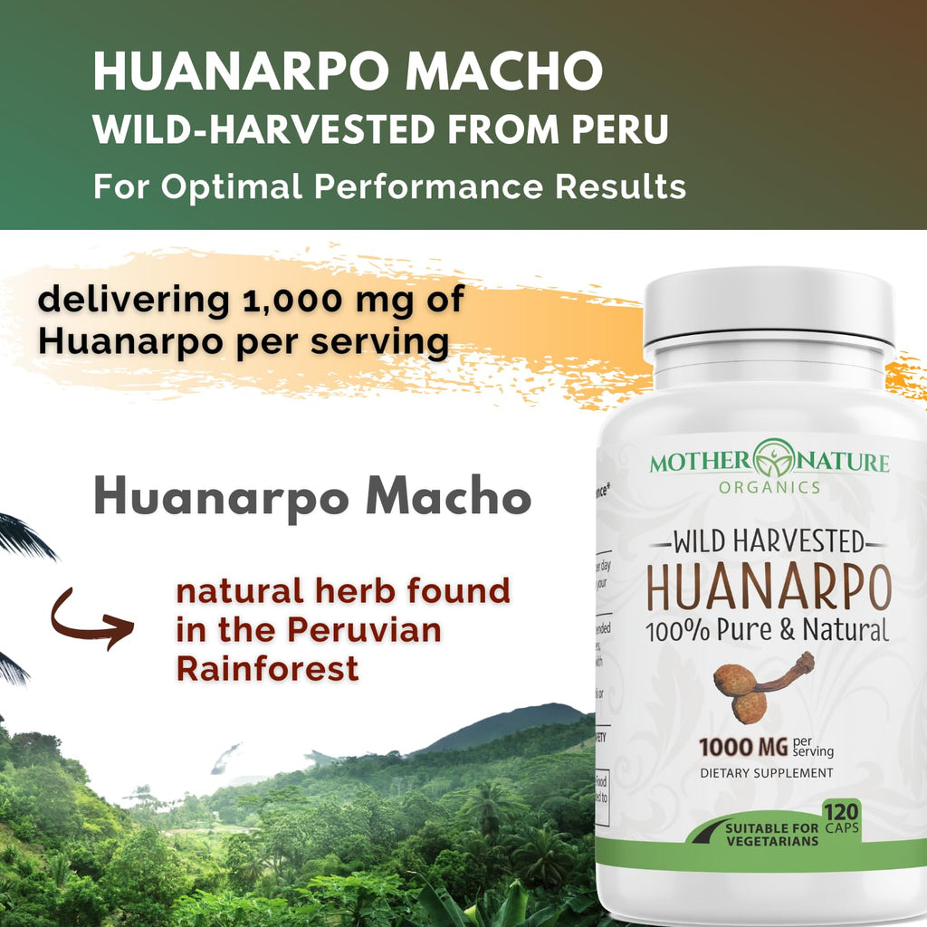 MNO Huanarpo Macho 1000mg Vegan Capsules for Men, 120 Count, Gluten-Free