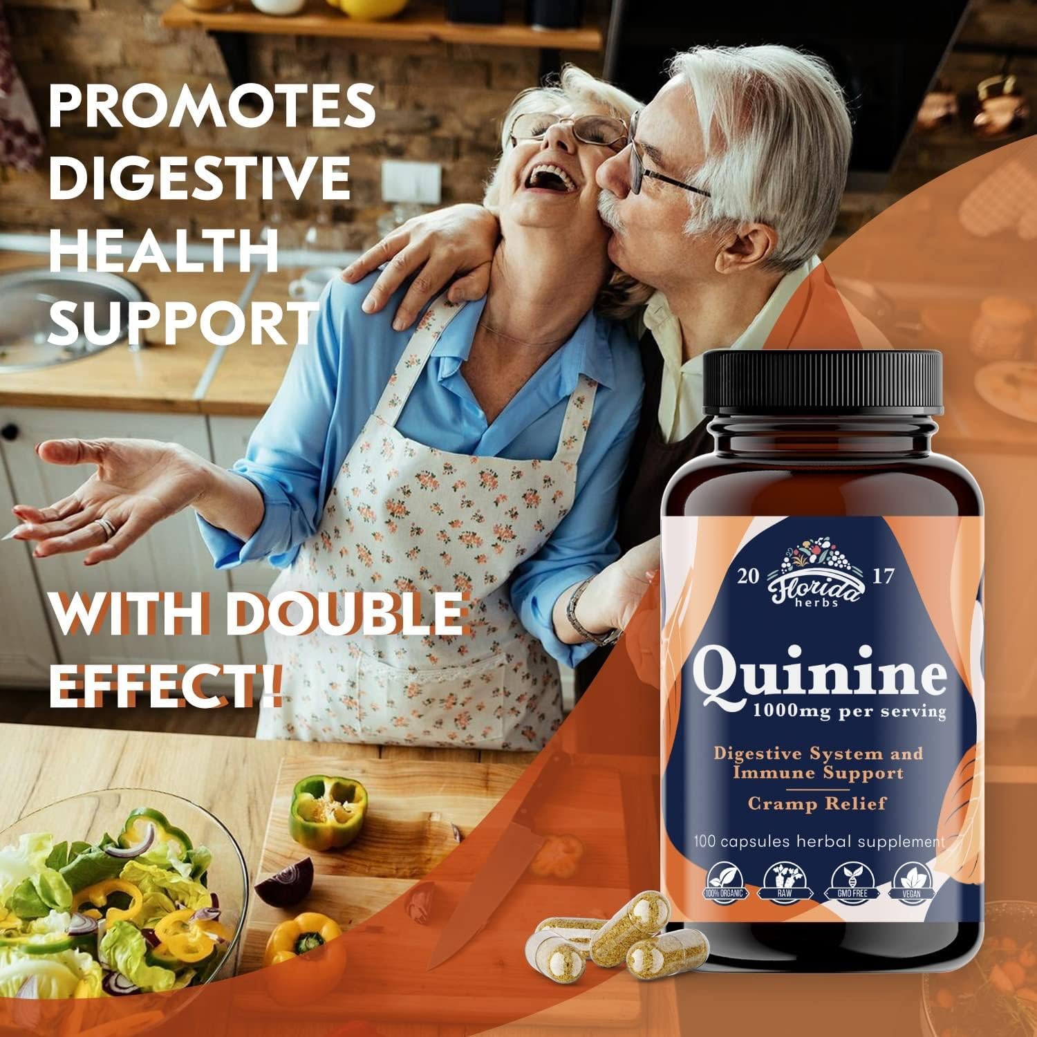 FLORIDA HERBS Leg Cramp Support – Organic Quinine Capsules from Cinchona Bark – 1000 mg Vegan Supplement – Muscle & Leg Cramp Relief – Made in USA – 330 Count (3 Bottles Total)