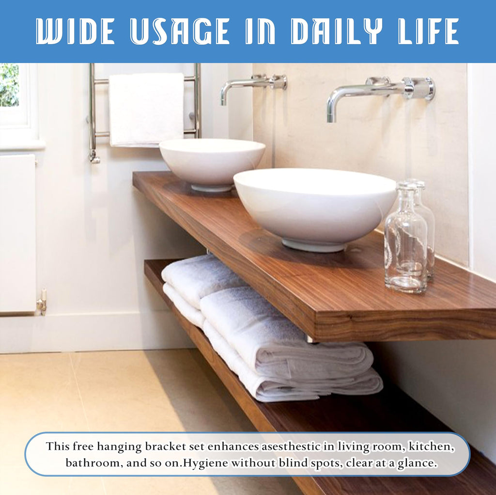 Floating Shelf Bracket 3/8" Thick Heavy Duty Shelf Brackets 3 Pack Free Hanging Countertop Support Bracket 18" Lx2.5 W Floating Wall Brackets for Cabinets, Granite, Dishwasher, Bench Seats Vanities