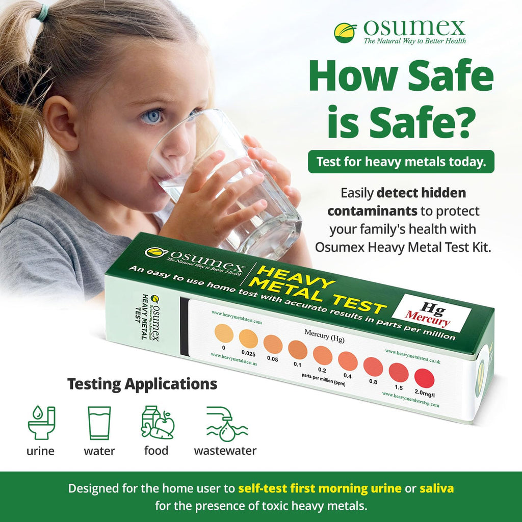 Osumex Heavy Metal Mercury Test Kit 1 Pack Heavy Metals Test - Drinking Water Test Kit, Heavy Metal Test Kit, Mercury Testing Kit, Heavy Metals Testing Kit for Urine, Water, Food, & Other Materials
