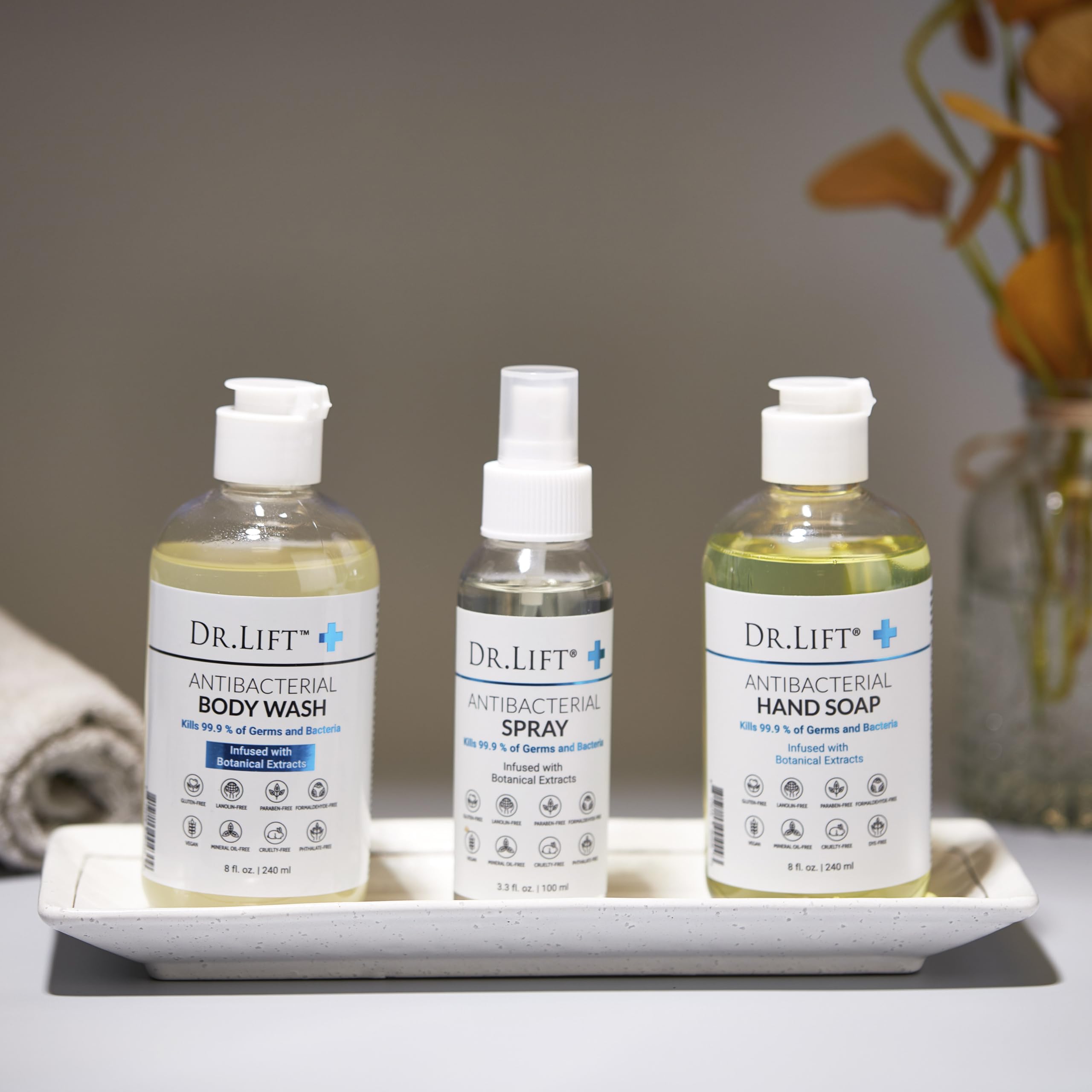 DR. LIFT Antibacterial Body Wash, 8 oz (3-Pack) - Gentle & Effective Shower Gel - Made in America