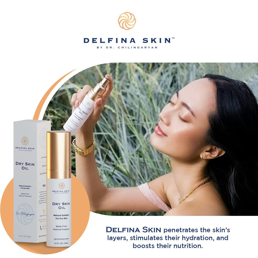Delfina Dry Skin Oil - Eczema Psoriasis Treatment for Skin | Fast Absorbing and More Effective than Lotion for Extremely Dry Cracked Irritated Skin | Safe for All Ages