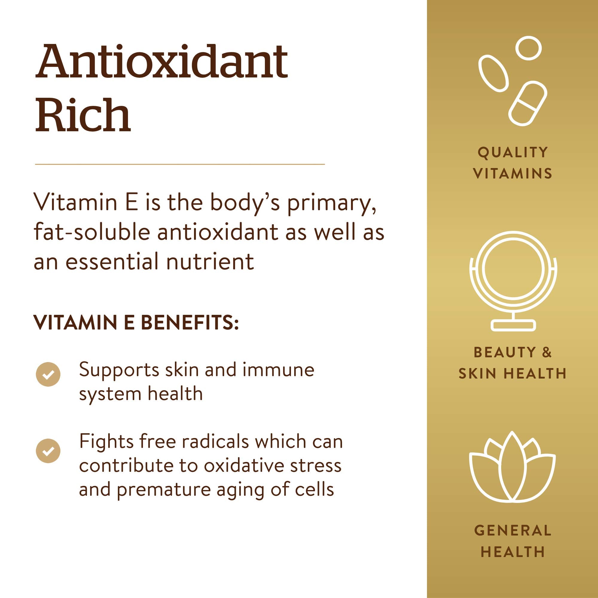 Solgar Vitamin E 670 mg (1000 IU), 180 Softgels - Natural Antioxidant, Skin & Immune System Support - Naturally-Sourced Vitamin E - Gluten Free, Dairy Free - 180 Servings