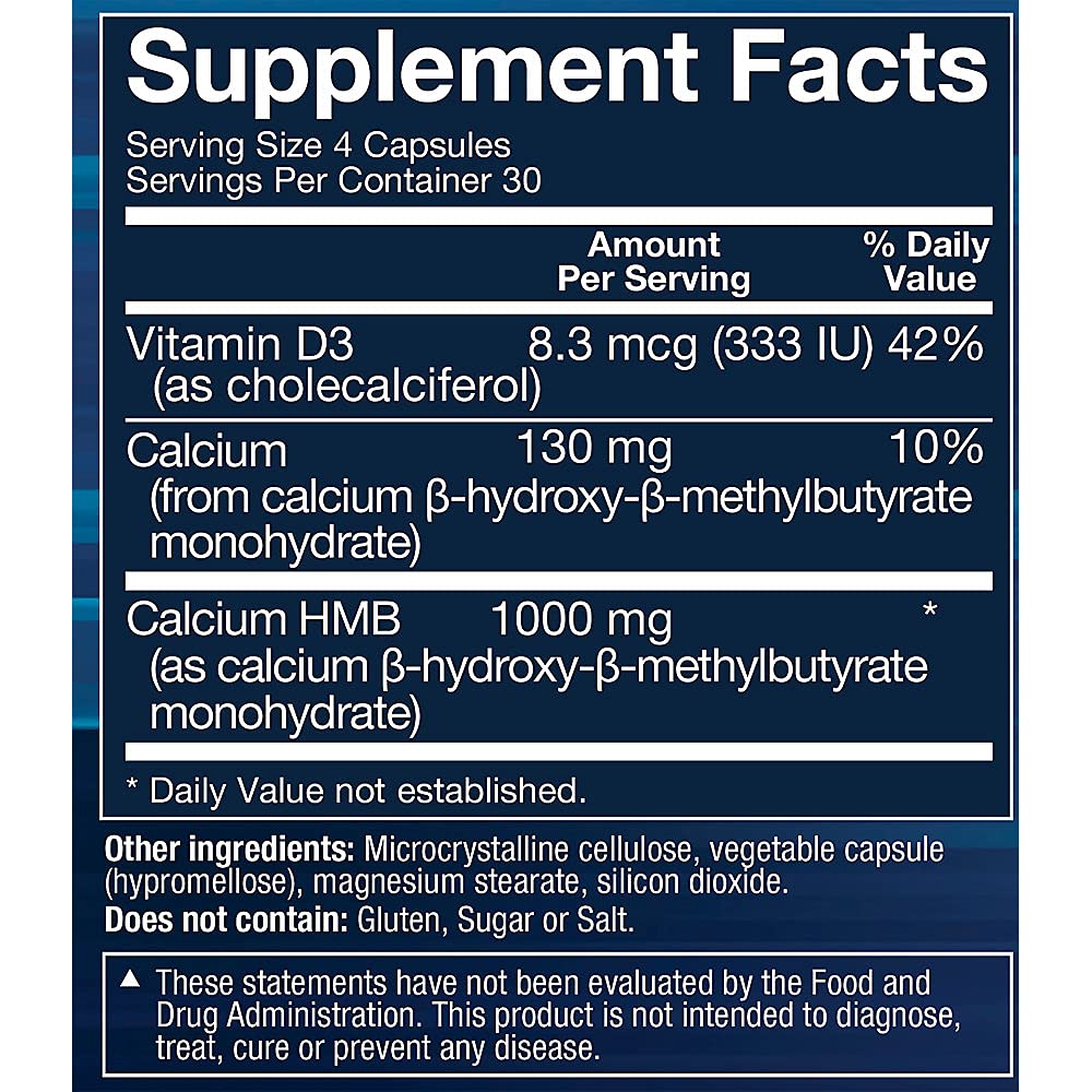 BodyTech HMB + Vitamin D3 - Supports Muscle Growth, Strength & Recovery (120 Vegetable Capsules)