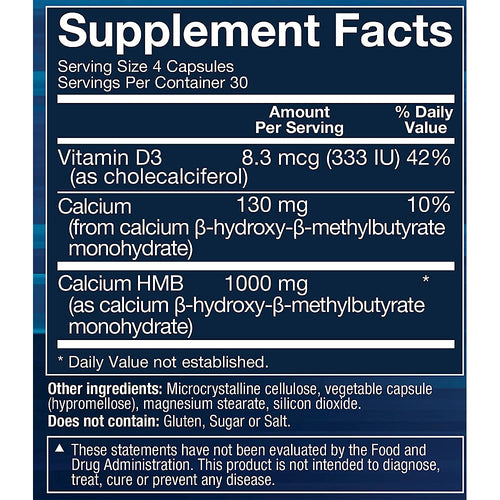 BodyTech HMB + Vitamin D3 - Supports Muscle Growth, Strength & Recovery (120 Vegetable Capsules)