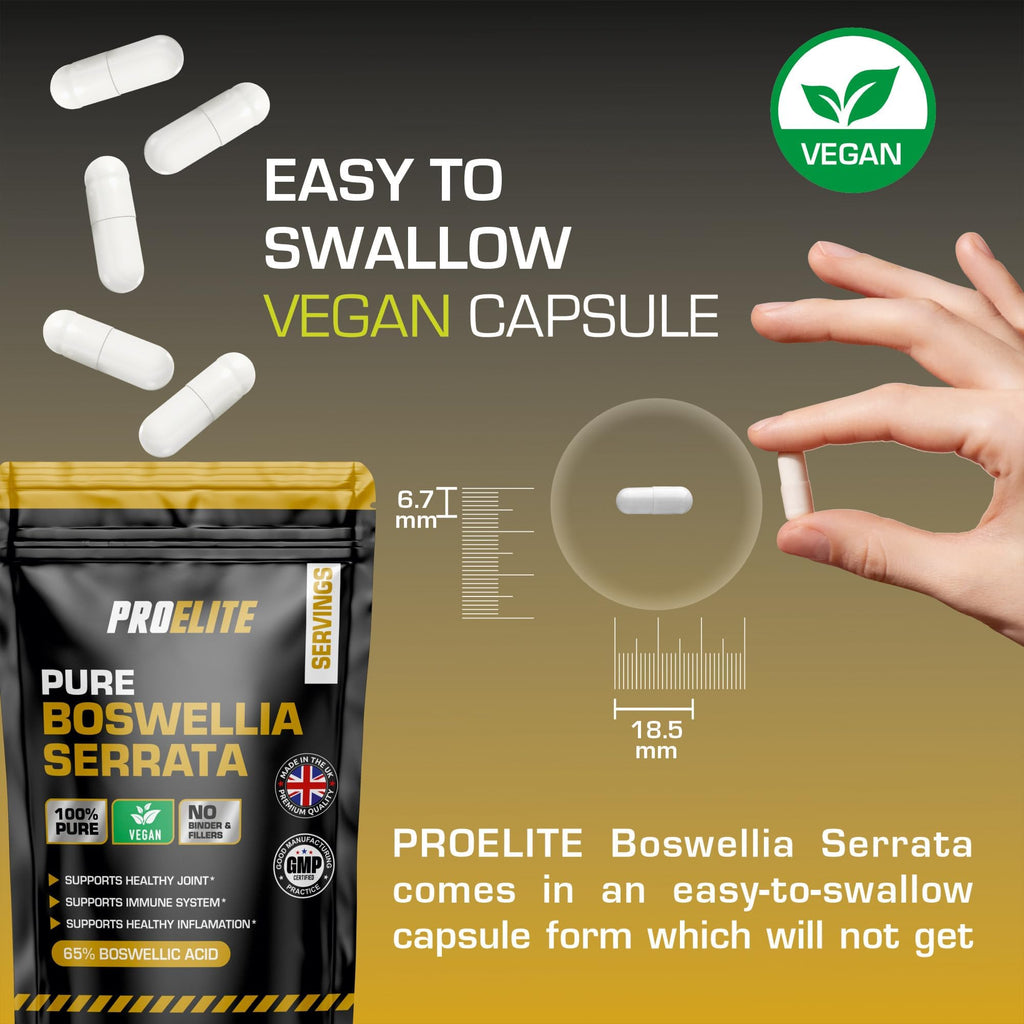 Boswellia Serrata Extract 10,000mg 30 Capsules (1 Months Supply) – 65% Boswellic Acid (500mg per Capsule) | Joint Care Supplements | Indian Frankincense Resin by PROELITE