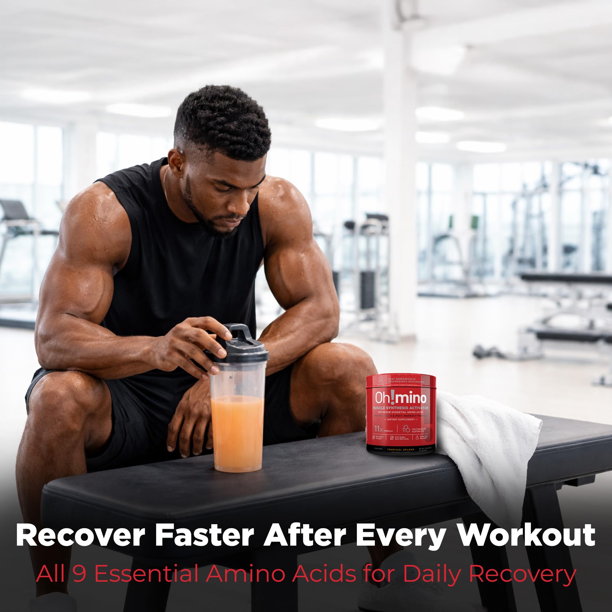 Ohmino BCAA + EAA Powder, Amino Acid Supplement, Tropical, 40 Servings