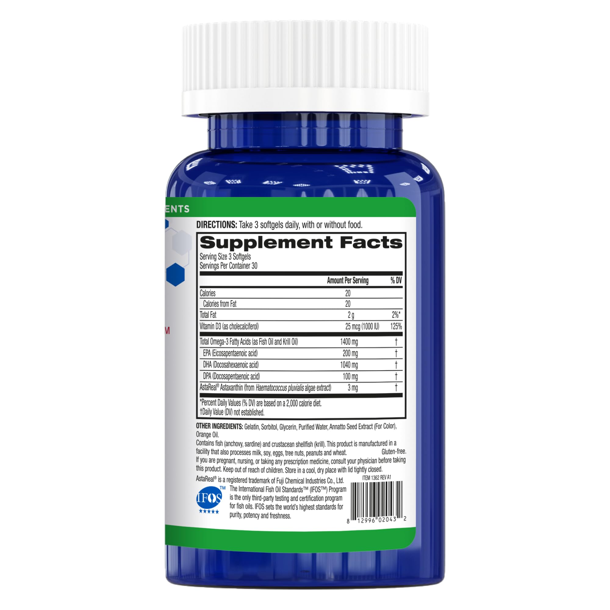 BioTrust OmegaKrill EPA & DHA Omega 3 Supplement, Fish and Krill Oil to Provide Support for Joint, Heart, Brain, Eye and Skin (30 Servings)