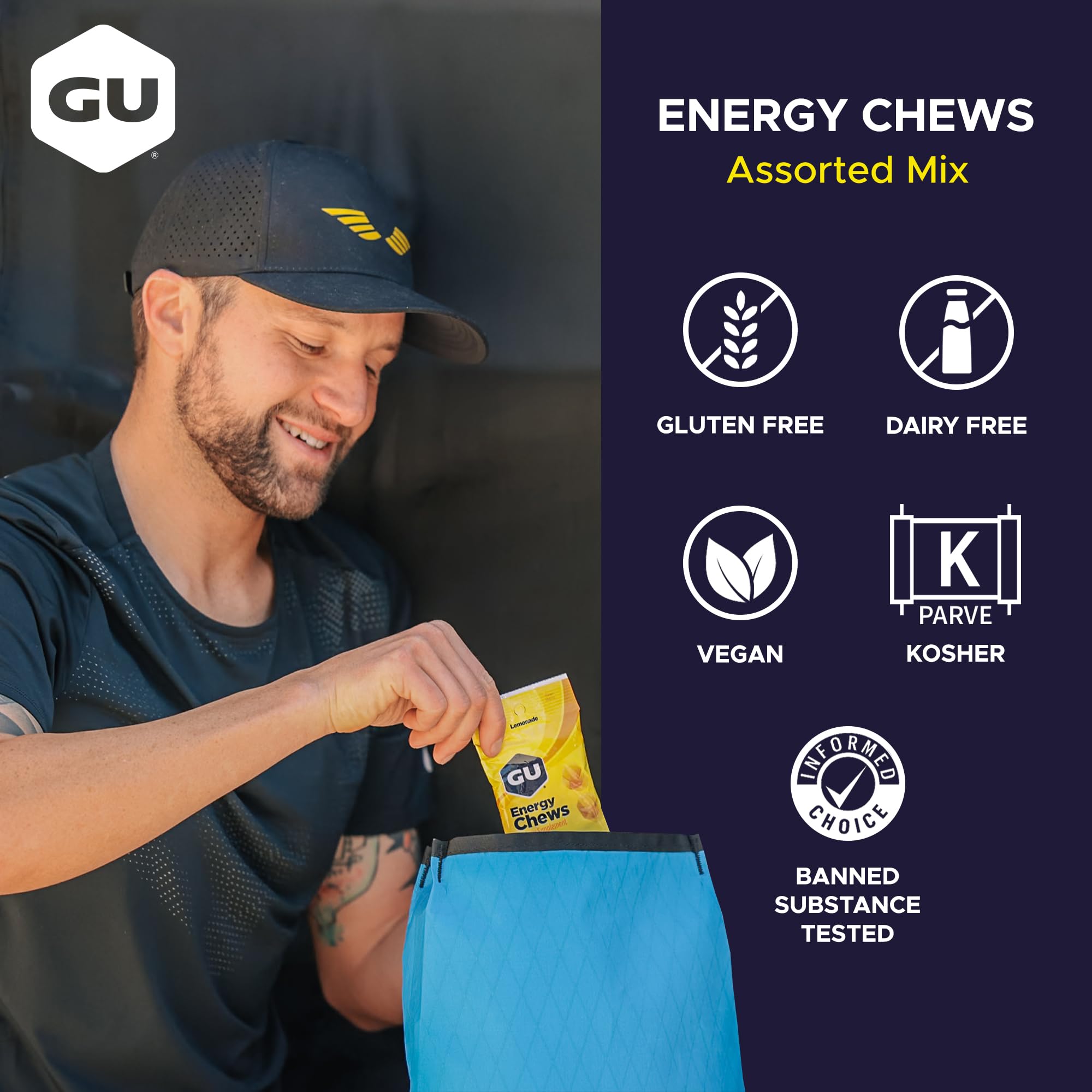 GU Energy Chews, Assorted Flavors - 12 Bags (24 Servings Total)